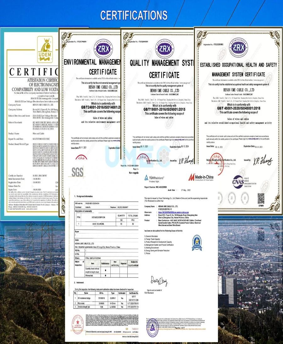XLPE/PE/PVC Cabos Aéreos Aéreos de Serviço Aéreo AAC/AAAC/ACSR para Linha de Transmissão de Energia 3